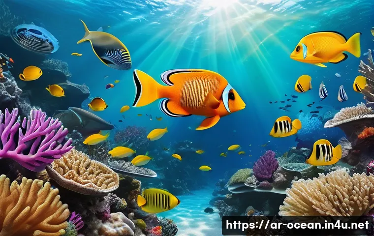 해양 기후 모델링 기술 - **Prompt: "A breathtaking, vibrant underwater scene showcasing a flourishing coral reef ecosystem. S...