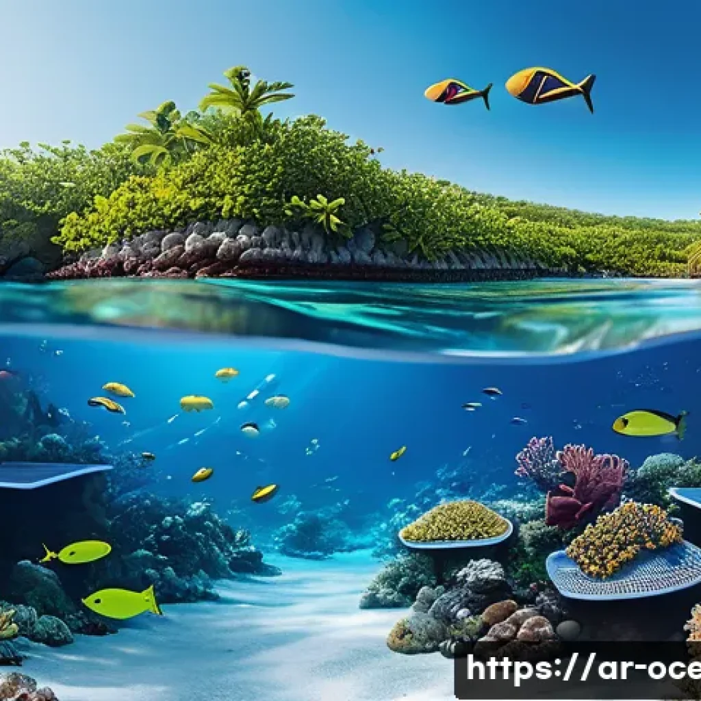 해양 환경 변화 대응 기술 - Underwater marine environment featuring advanced multi-sensor underwater monitoring system with deta...