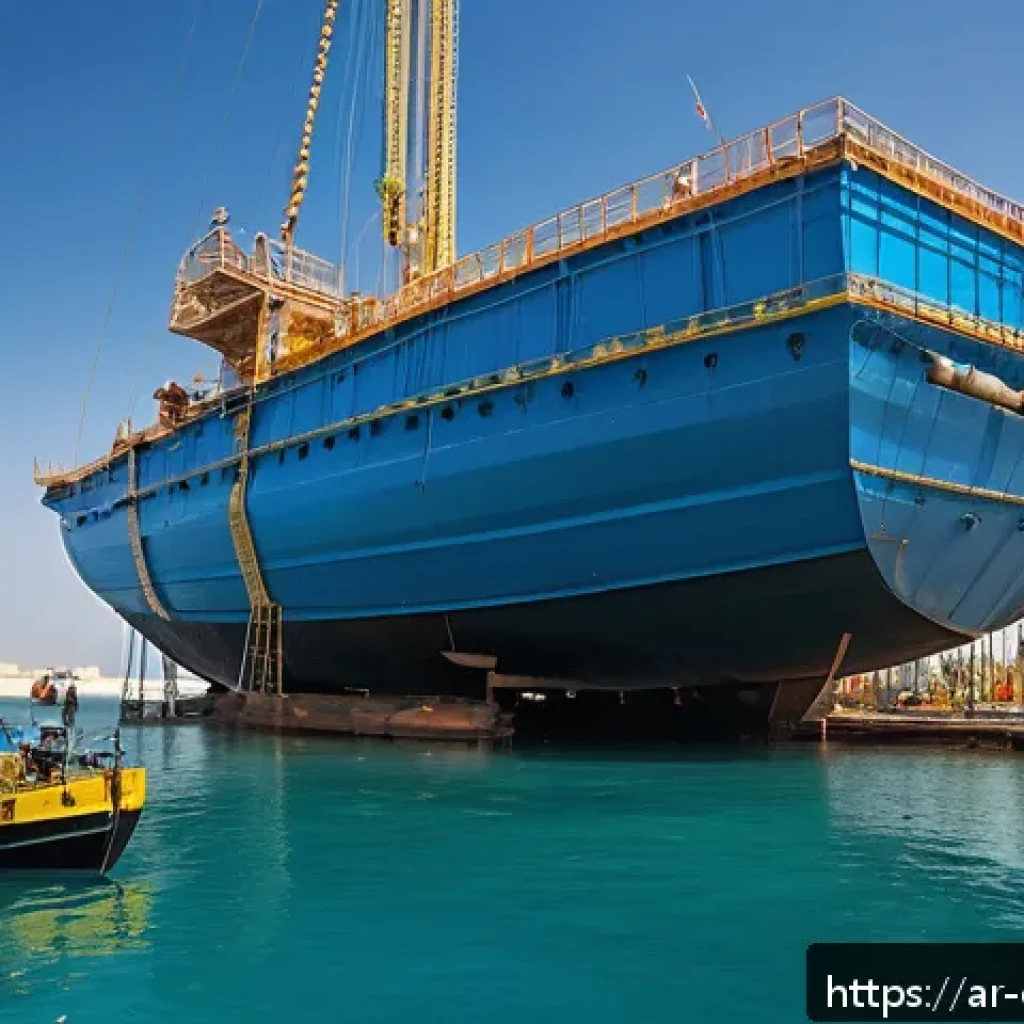 해양 구조물 내구성 기술 - A detailed, realistic marine structure built with modern composite materials such as fiberglass and ...
