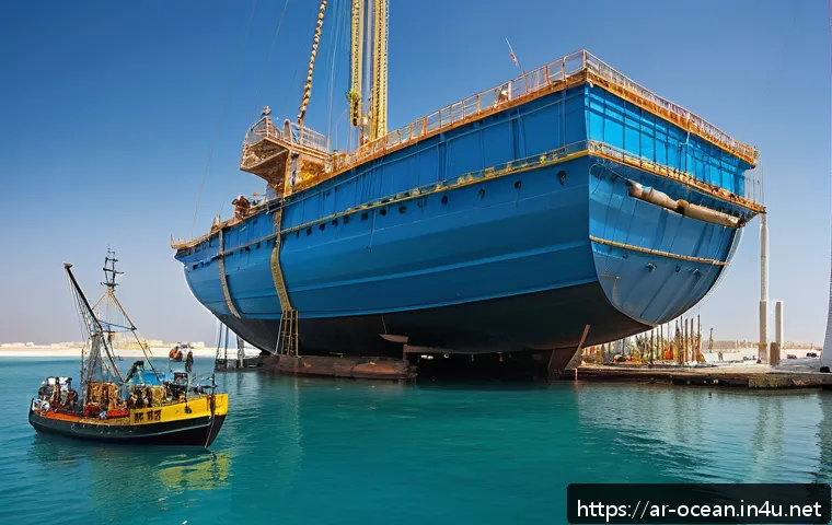 해양 구조물 내구성 기술 - A detailed, realistic marine structure built with modern composite materials such as fiberglass and ...