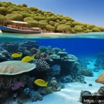 해양 생물 종 모니터링 - A detailed underwater scene showcasing a vibrant coral reef ecosystem in the Arabian Gulf, teeming w...