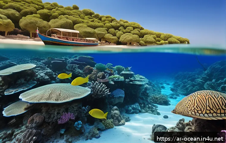 해양 생물 종 모니터링 - A detailed underwater scene showcasing a vibrant coral reef ecosystem in the Arabian Gulf, teeming w...