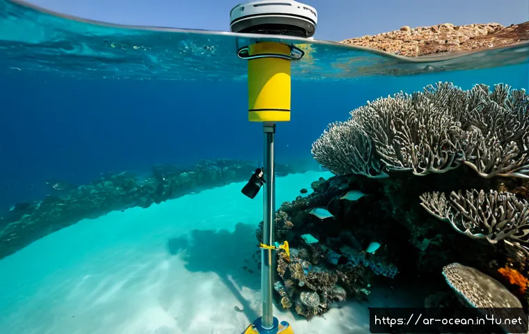 수중 환경 모니터링 시스템 - Photorealistic underwater environmental monitoring system in a clear coastal bay near a modern Arabi...